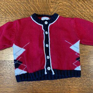 Koala Baby  Argyle Cardigan Sweater  Baby Size 0-3 Months  100% Cotton Washable